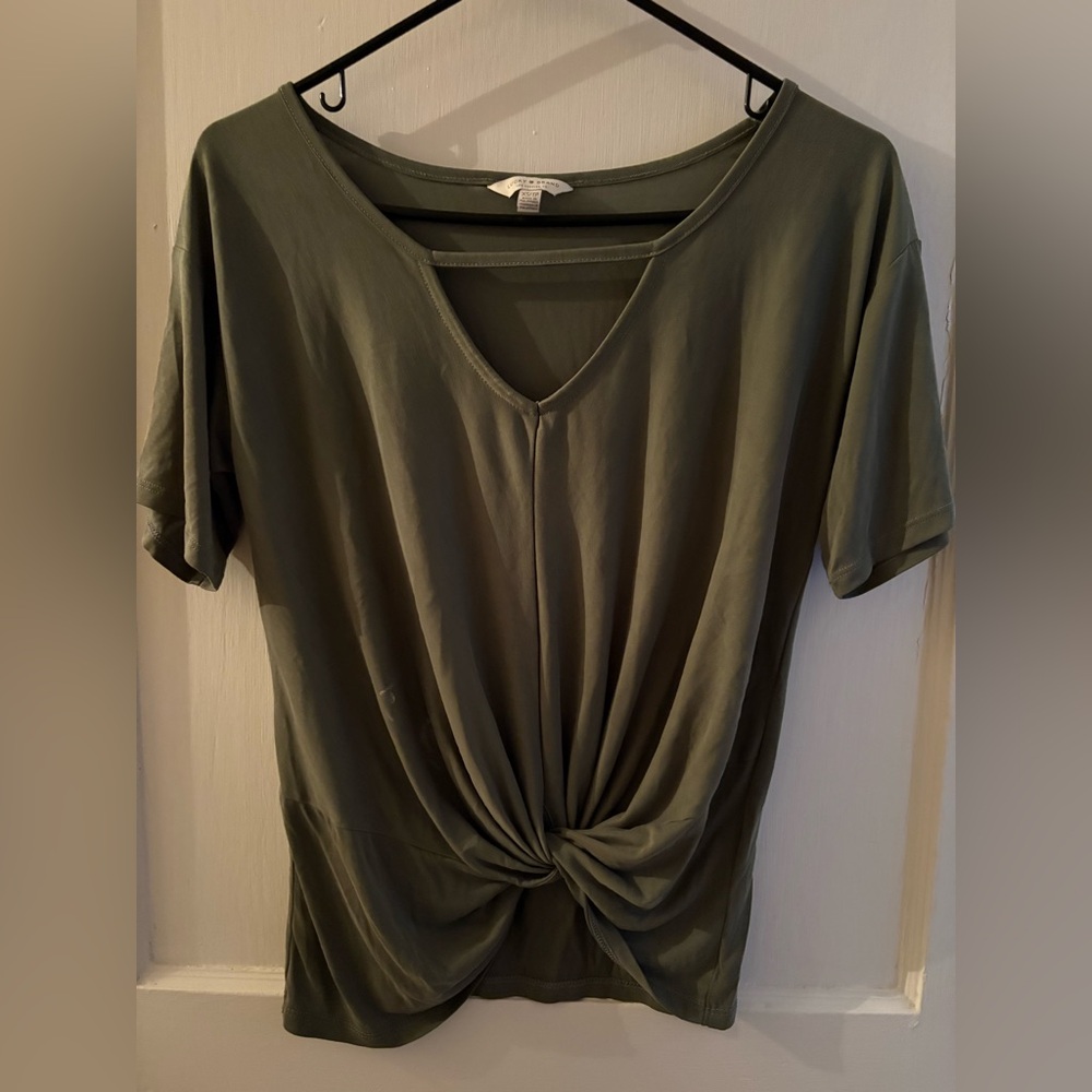 Lucky Brand Green Tie Front Short Sleeve Tee